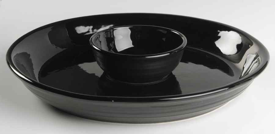 Swirl Black (2 Piece) Chip & Dip Set by Mikasa-1