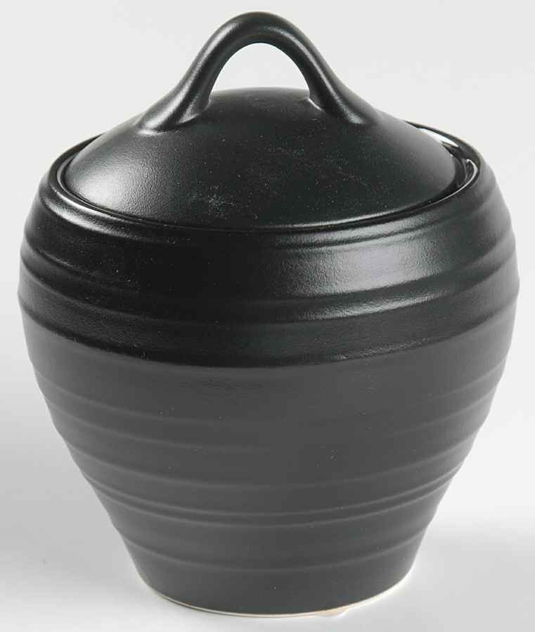 Swirl Black Sugar Bowl & Lid by Mikasa-1