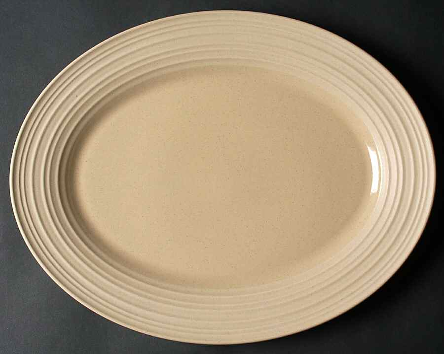 Swirl Tan 14" Oval Serving Platter by Mikasa-1