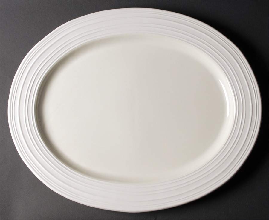 Swirl White 20" Oval Serving Platter by Mikasa-1