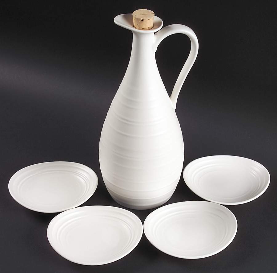 Swirl White Oil Jar/Cruet with 4 Dipping Bowls by Mikasa-1