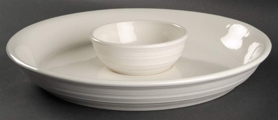 Swirl White (2 Piece) Chip & Dip Set by Mikasa-1
