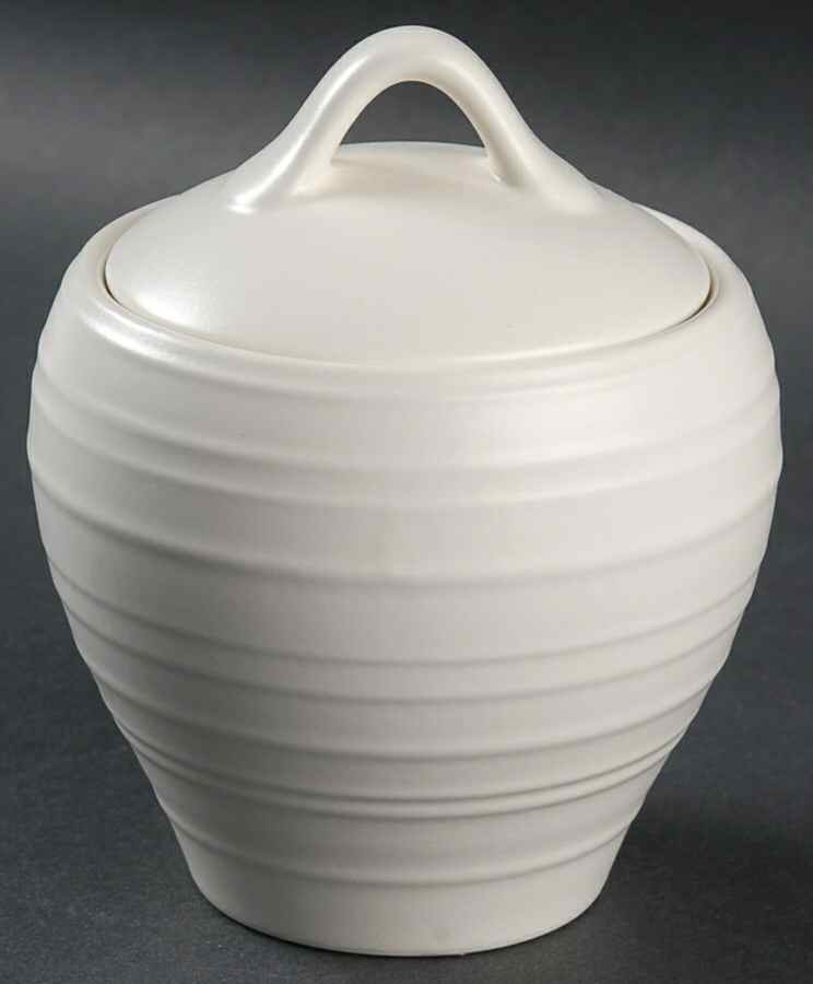 Swirl White Sugar Bowl & Lid by Mikasa-1