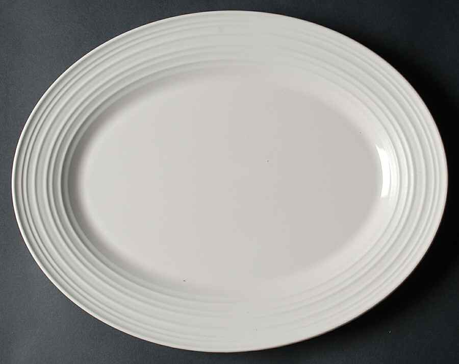 Swirl White 14" Oval Serving Platter by Mikasa-1