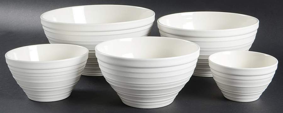 Swirl White (Set of 5) Stacking Bowls (4" 5" 6" 7" 8") by Mikasa-1