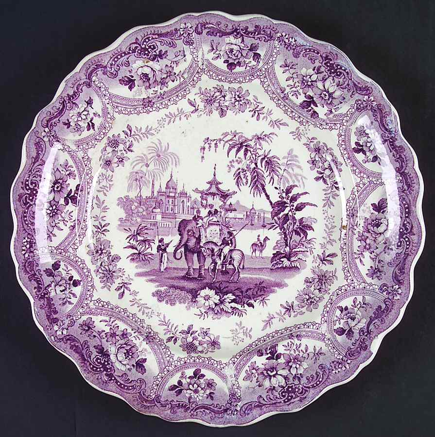 Mogul Scenery Purple Dinner Plate by T J & J Mayer (England)-1