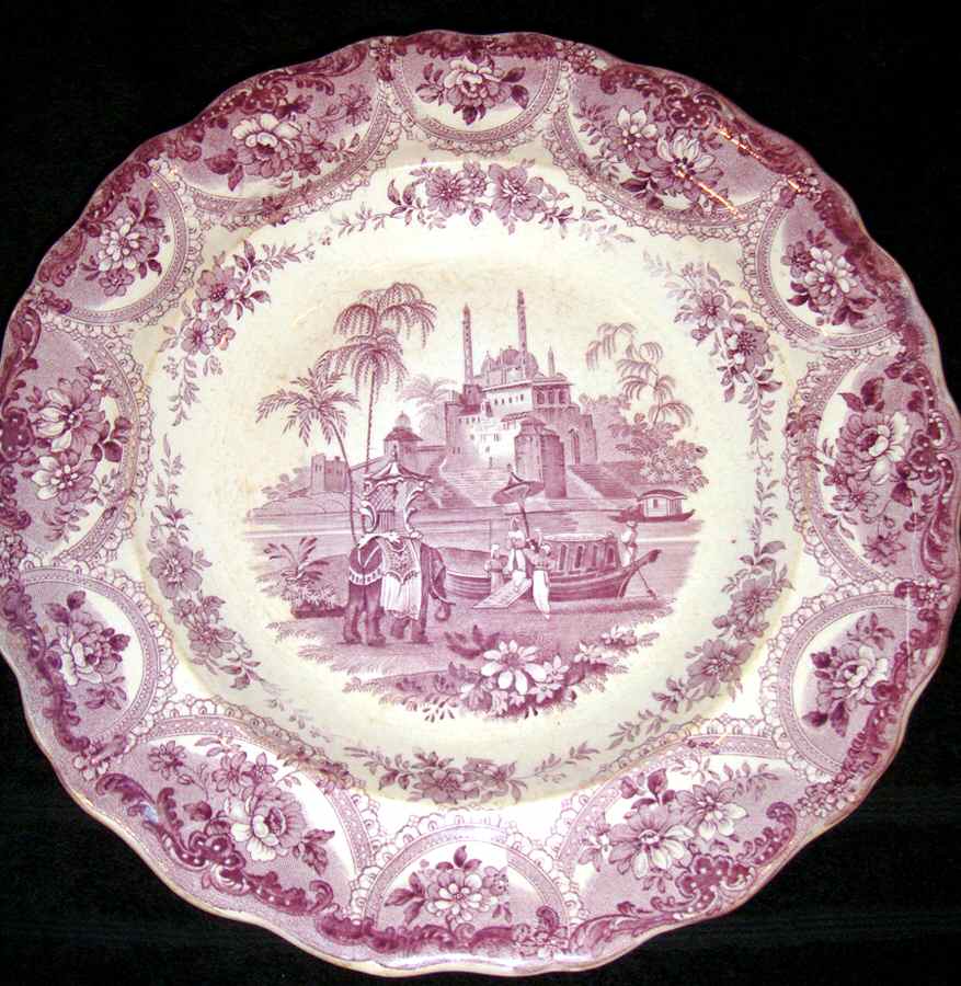 Mogul Scenery Purple Luncheon Plate by T J & J Mayer (England)-1