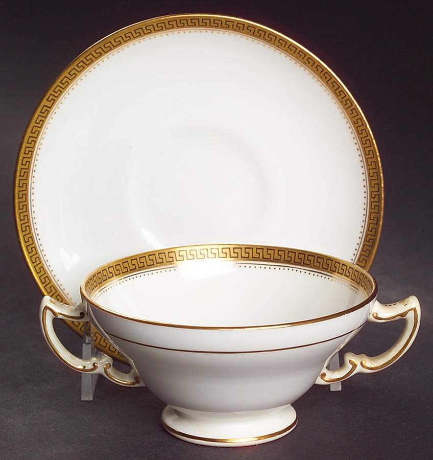 S324 (Smooth) Footed Bouillon Cup & Saucer by Minton-1