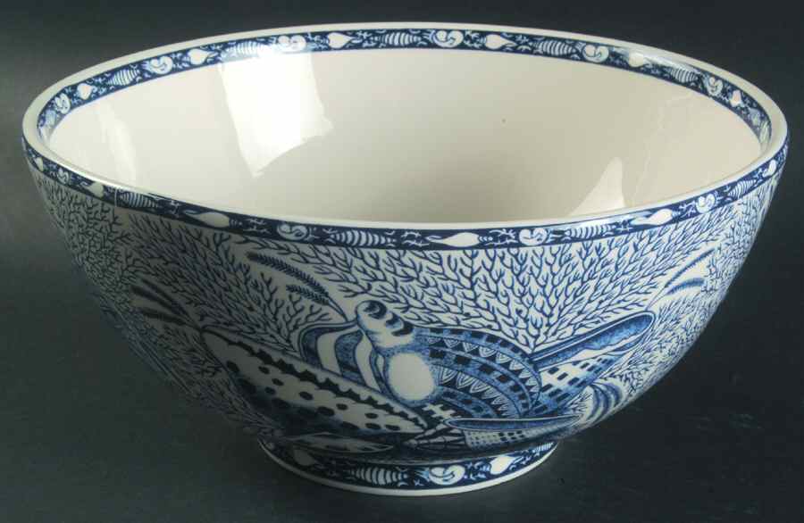 Torquay Blue (Smooth, No Trim) 10" Large Salad Serving Bowl by Mottahedeh-1