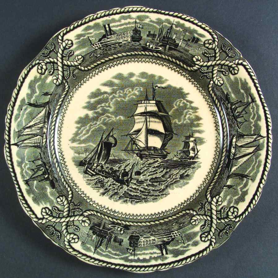 American Marine Black (Scalloped) Dinner Plate by Mason's-1