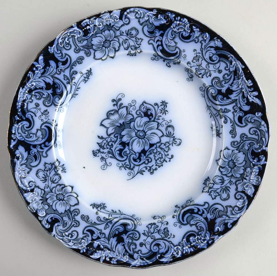 Ormonde Flow Blue (Gold Trim and Embossed) Salad Plate by Alfred Meakin-1