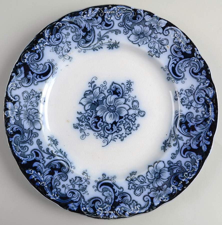 Ormonde Flow Blue (Gold Trim and Embossed) Luncheon Plate by Alfred Meakin-1