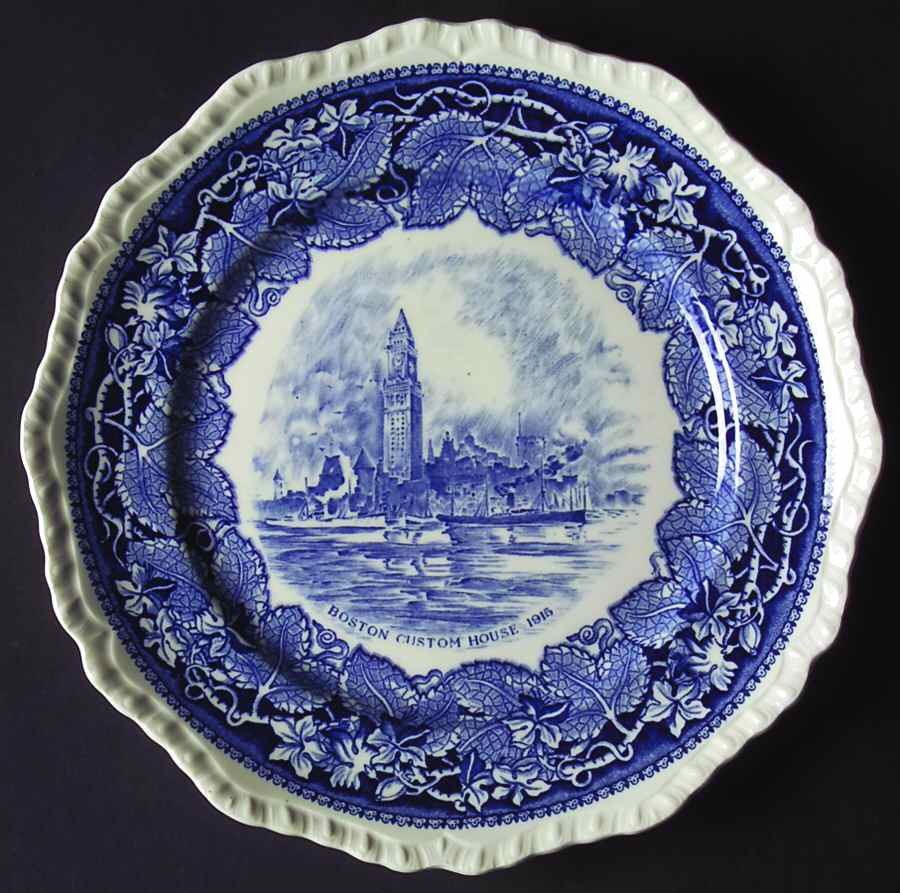 Boston Custom House 1915 (Blue) Dinner Plate by Mason's-1