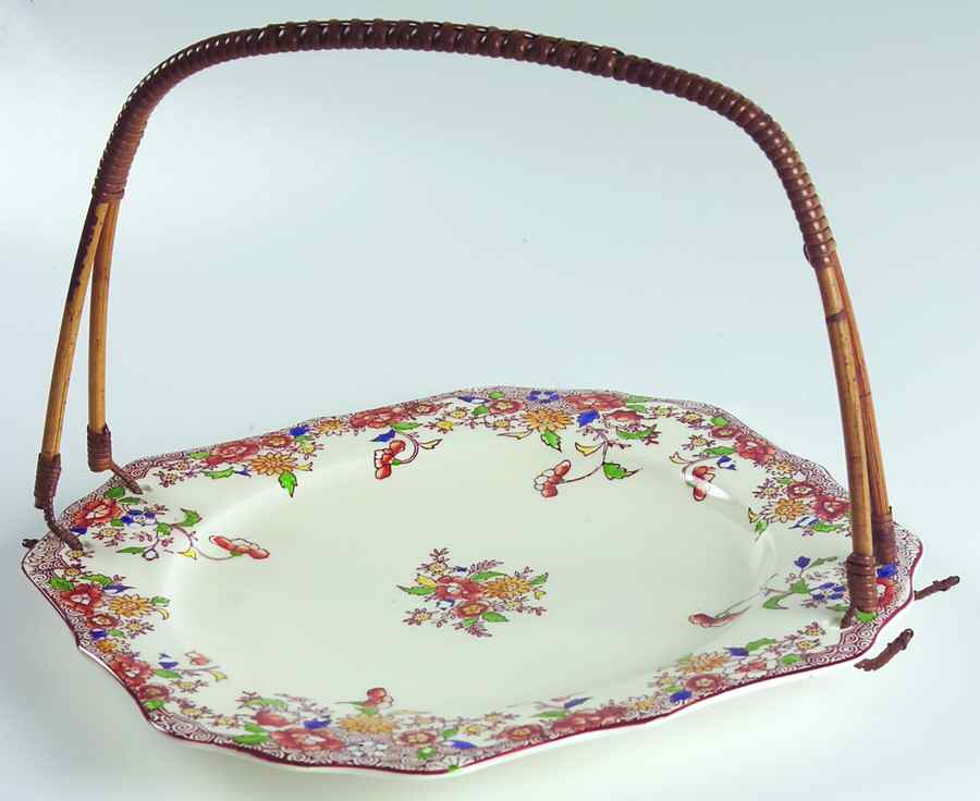 MMJ18 Rust Square Cake Plate with Detachable Rattan Handle by MM Japan-1