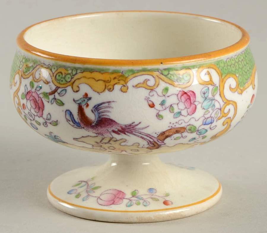 Cockatrice Green (Scalloped, Yellow Trim) Master Salt Dip by Minton-1