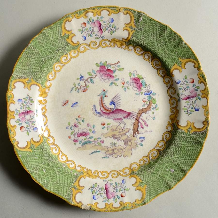 Cockatrice Green (Scalloped, Yellow Trim) Dinner Plate by Minton-1