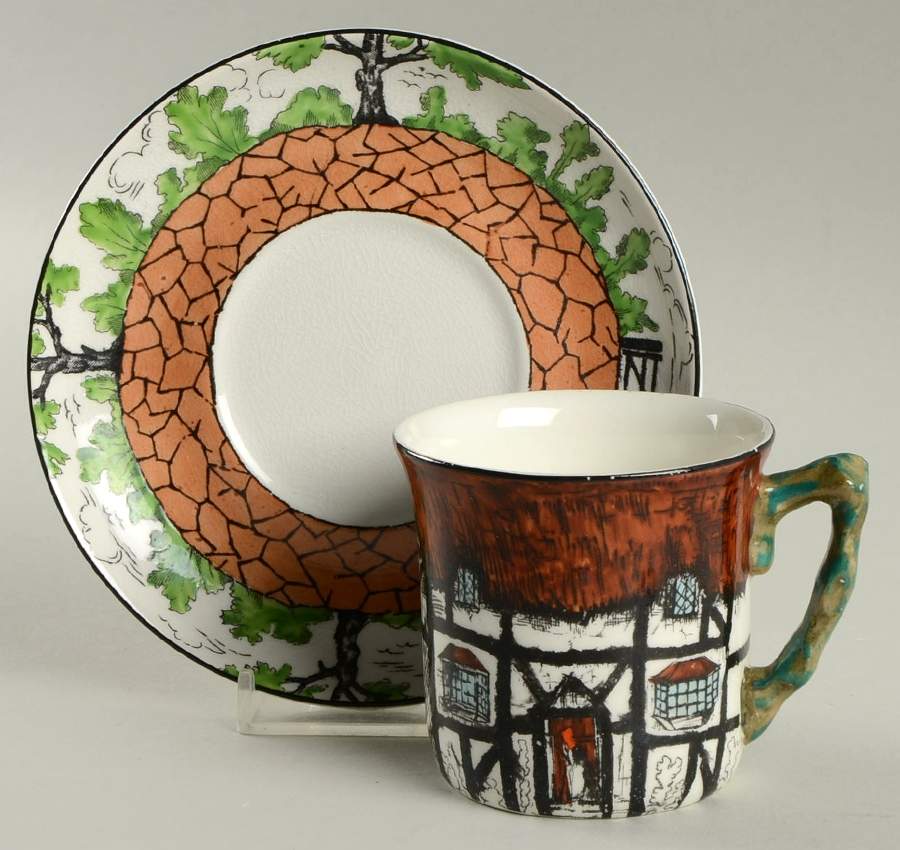 Rustic Flat Cup & Saucer Set by John Maddock & Sons-1