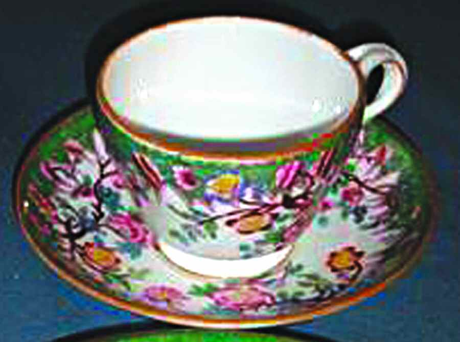 Van Dyke (Green Edge) Footed Cup & Saucer Set by Minton-1