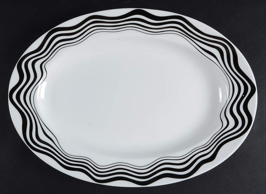 Bianco Nero 14" Oval Serving Platter by Missoni Home-1