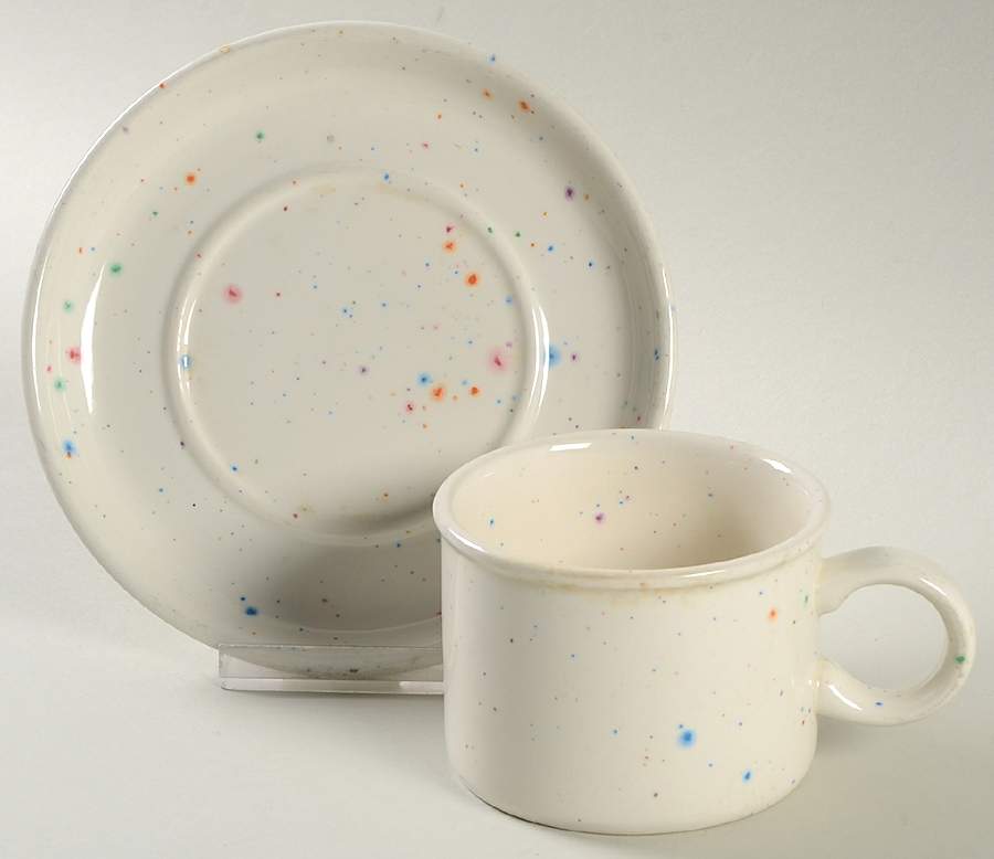 Confetti (Stonehenge Shape) Flat Cup & Saucer Set by W R Midwinter Ltd-1