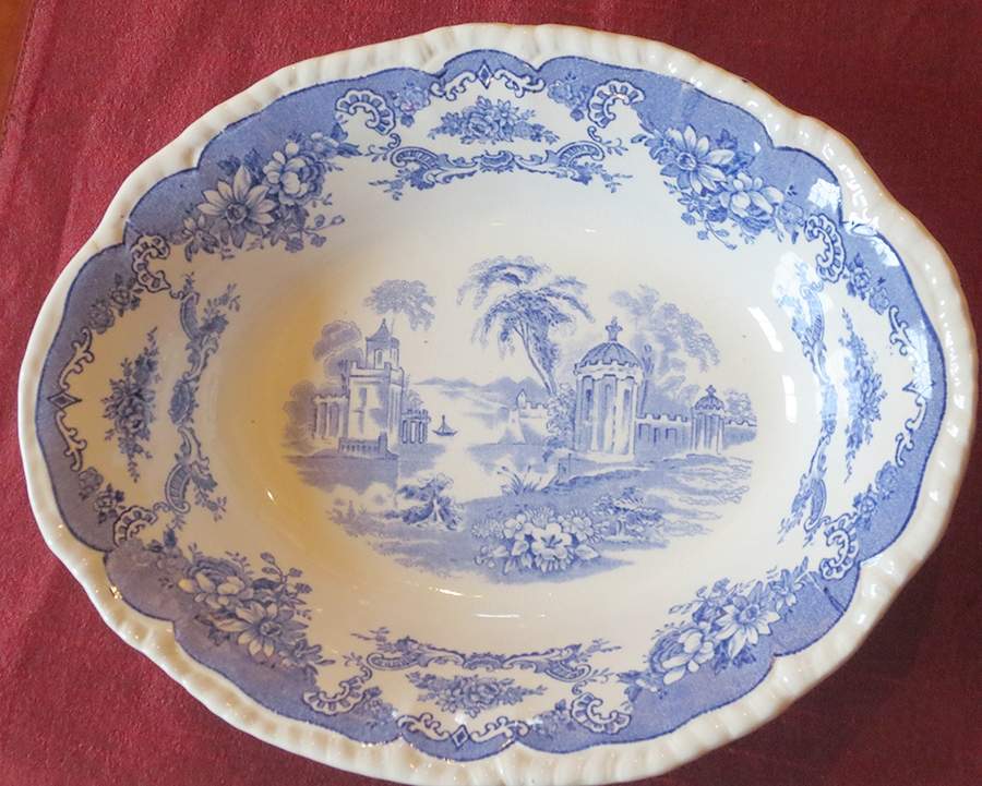 Bombay Blue (Scalloped) 8" Oval Vegetable Bowl by John Maddock & Sons-1