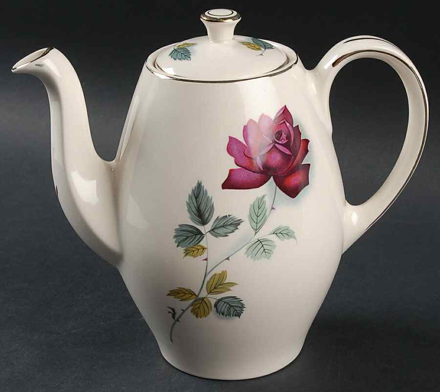 Realm Rose Coffee Pot & Lid by Alfred Meakin-1