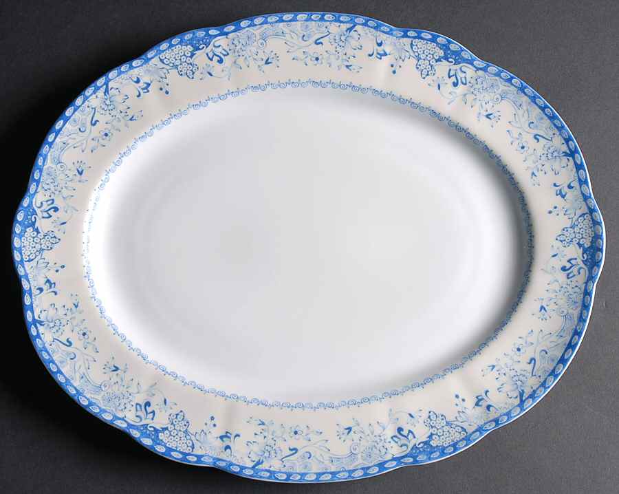Virginia Blue 14" Oval Serving Platter by Mottahedeh-1