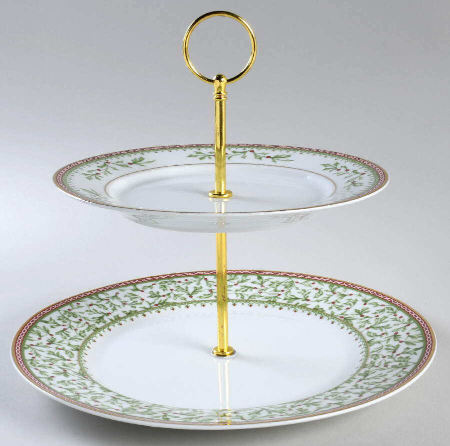 Holiday Traditions 2 Tiered Serving Tray (Dinner & Salad Plate) by Mikasa-1