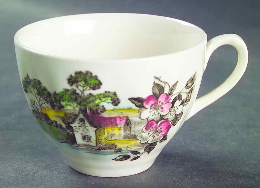 Olde Avon Dale (Multicolor with Yellow) Flat Cup by J & G Meakin-1