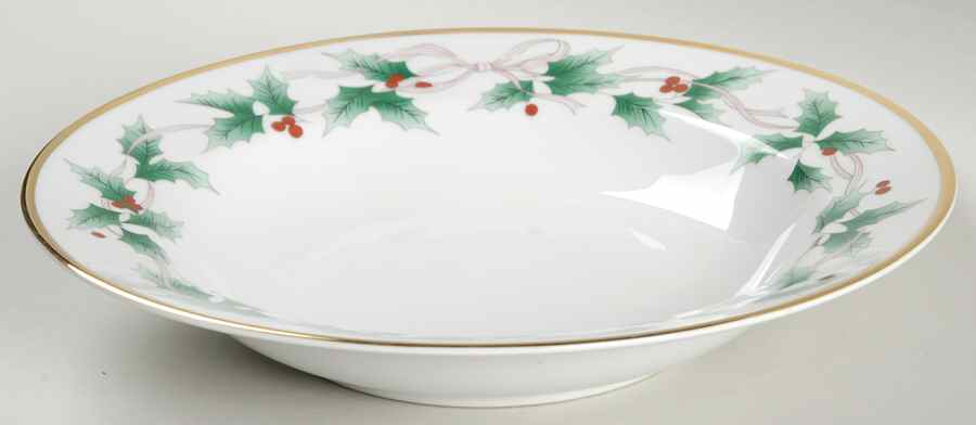 Christmas Holly Rim Soup Bowl by Mikasa-1
