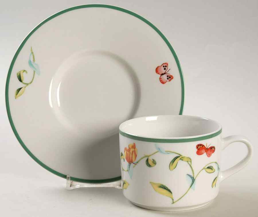 Butterfly Garden Flat Cup & Saucer Set by Martha Stewart-1