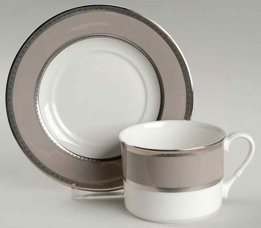 Sophia Taupe Flat Cup & Saucer Set by Mikasa-1