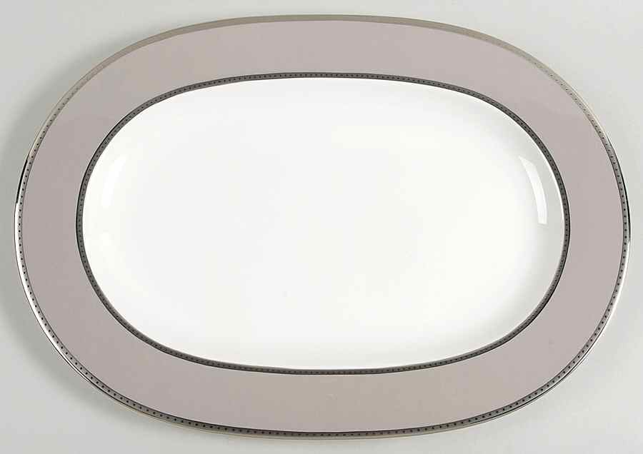 Sophia Taupe 15" Oval Serving Platter by Mikasa-1