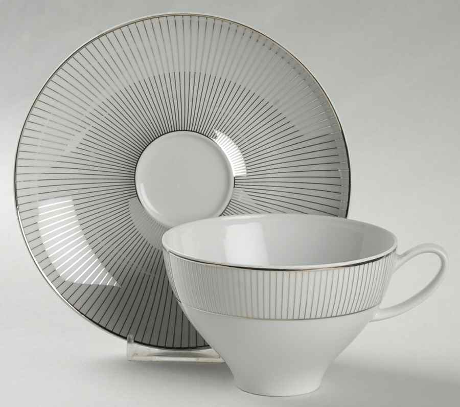 Platinum Shimmer Footed Cup & Saucer Set by Mikasa-1
