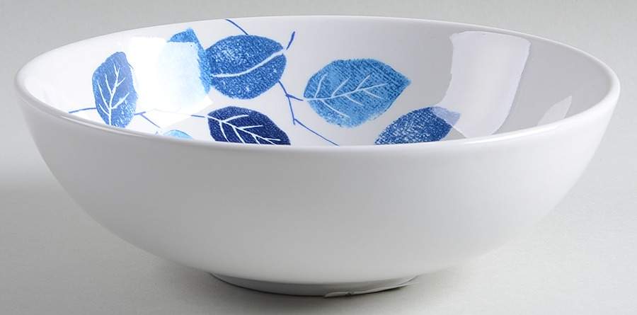 Blue Leaf Stamp Soup/Cereal Bowl by Martha Stewart-1