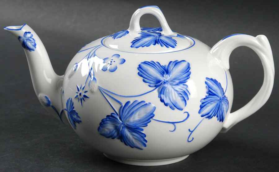 Victoria Strawberry Blue Small Teapot & Lid by Minton-1