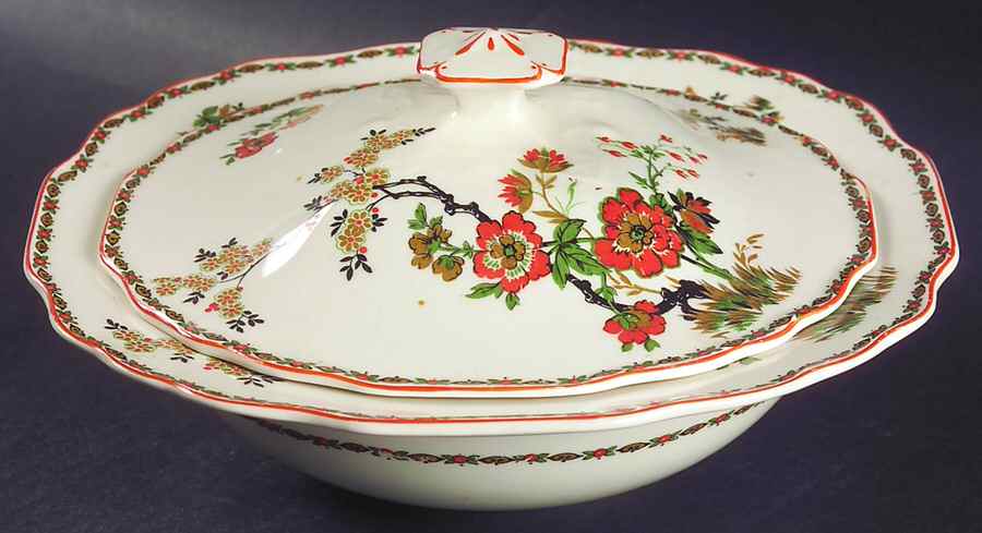 Wild Flower Round Covered Vegetable by Myott Staffordshire-1