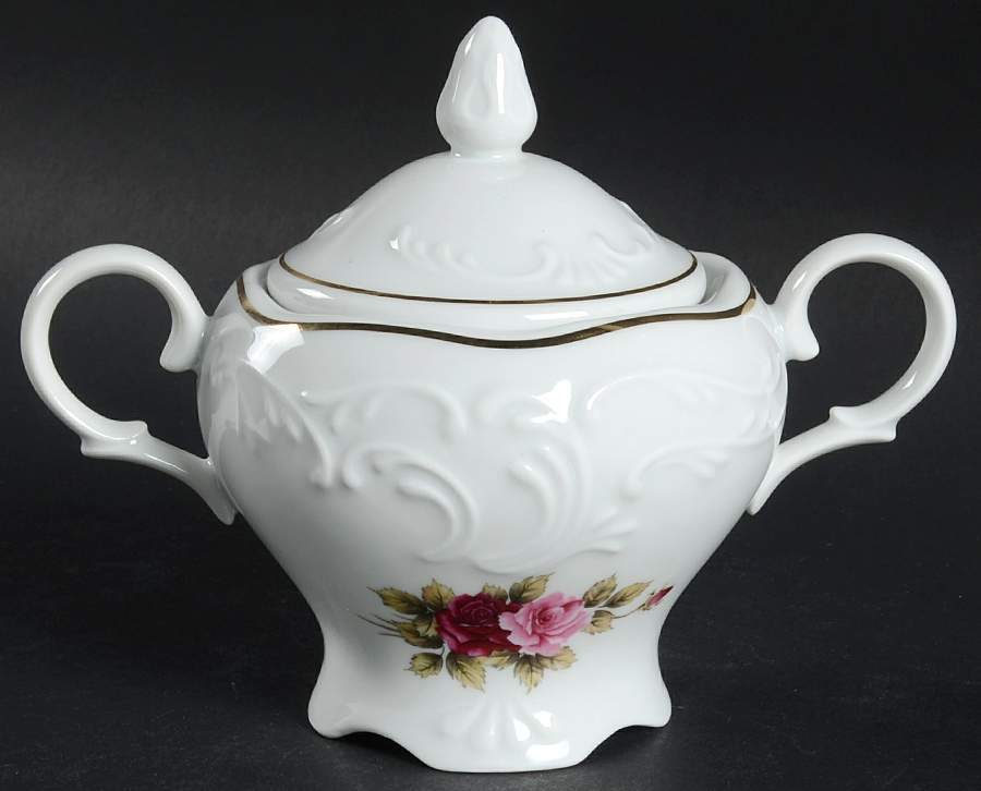 Vienna Rose Sugar Bowl & Lid by Menuet (Poland)-1