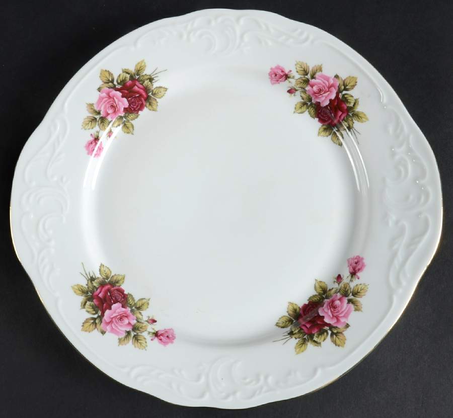 Vienna Rose Handled Cake Plate by Menuet (Poland)-1
