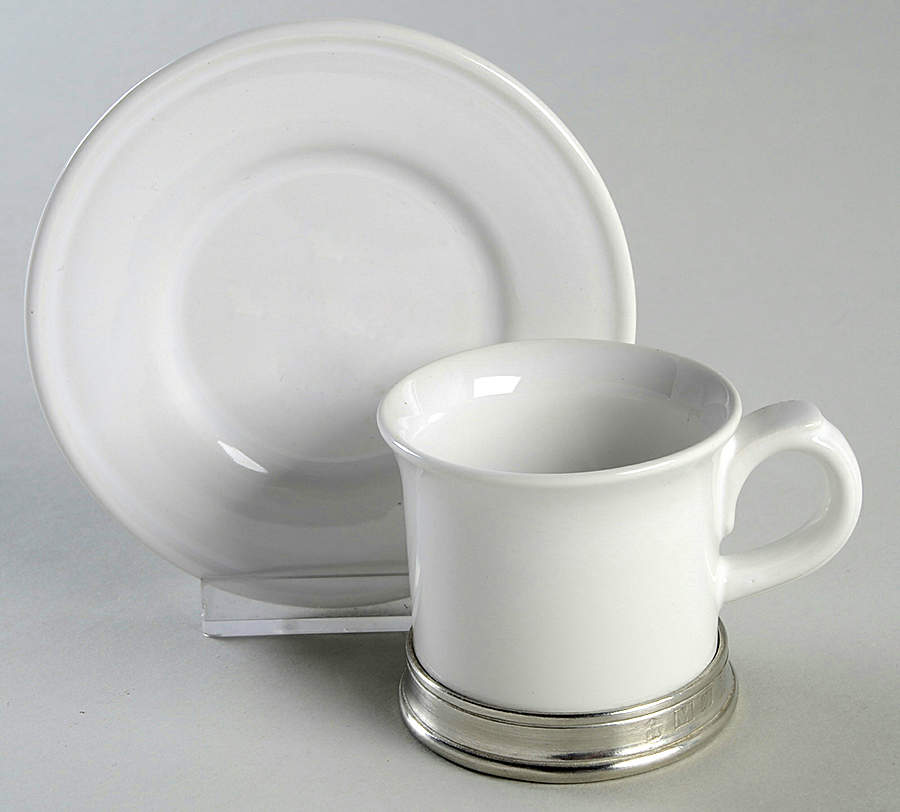 Convivio White Espresso Cup and Saucer Set by Match Pewter-1