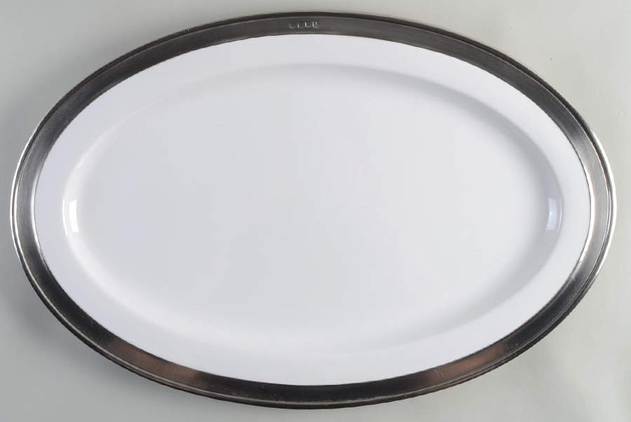 Convivio White 22" Oval Serving Platter by Match Pewter-1