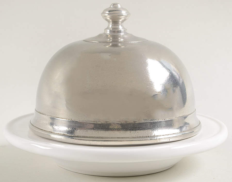 Convivio White Round Covered Butter by Match Pewter-1