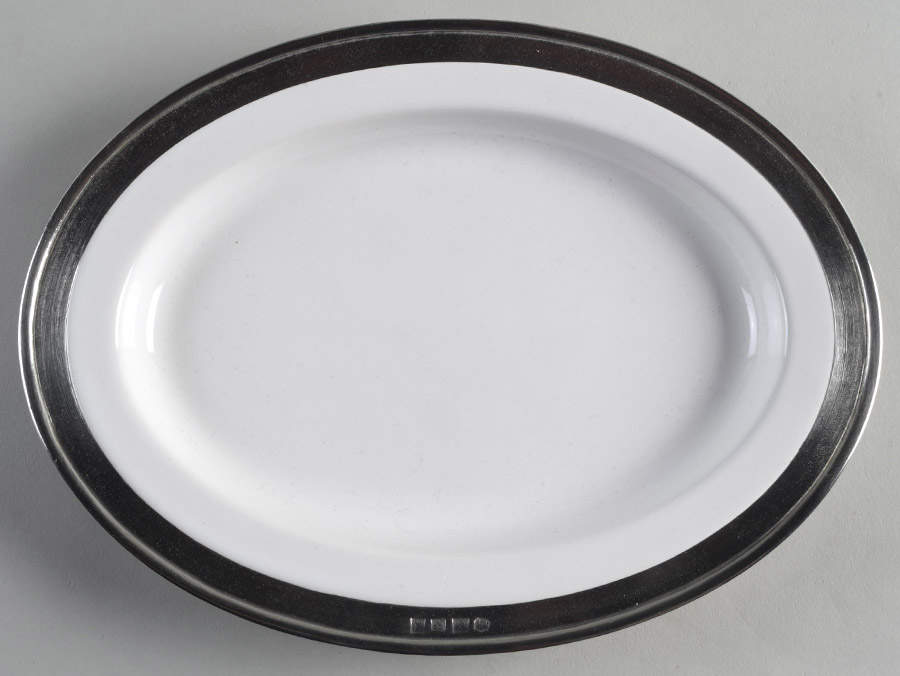 Convivio White 10" Oval Serving Platter by Match Pewter-1