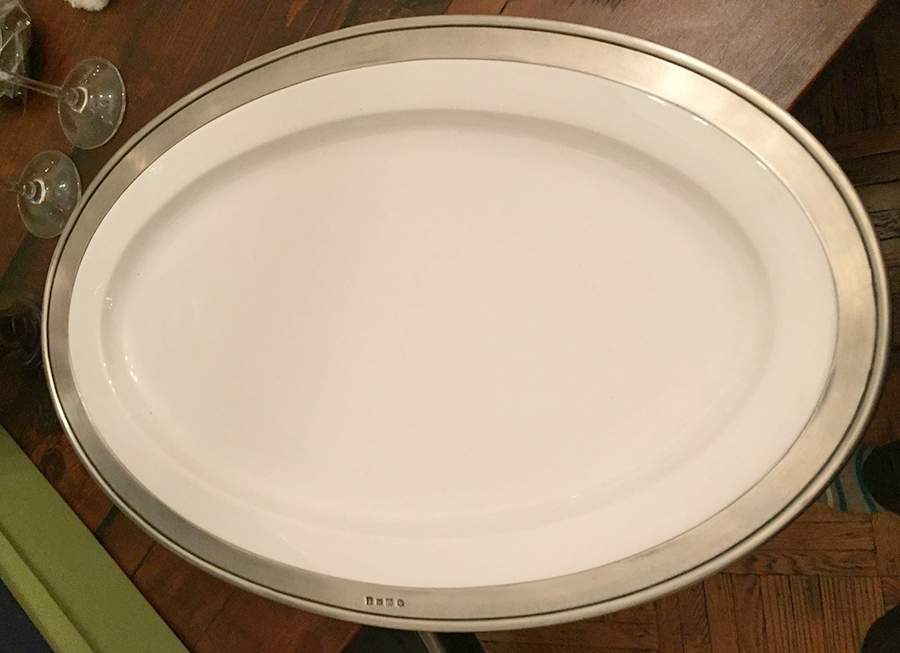 Convivio White 20" Oval Serving Platter by Match Pewter-1