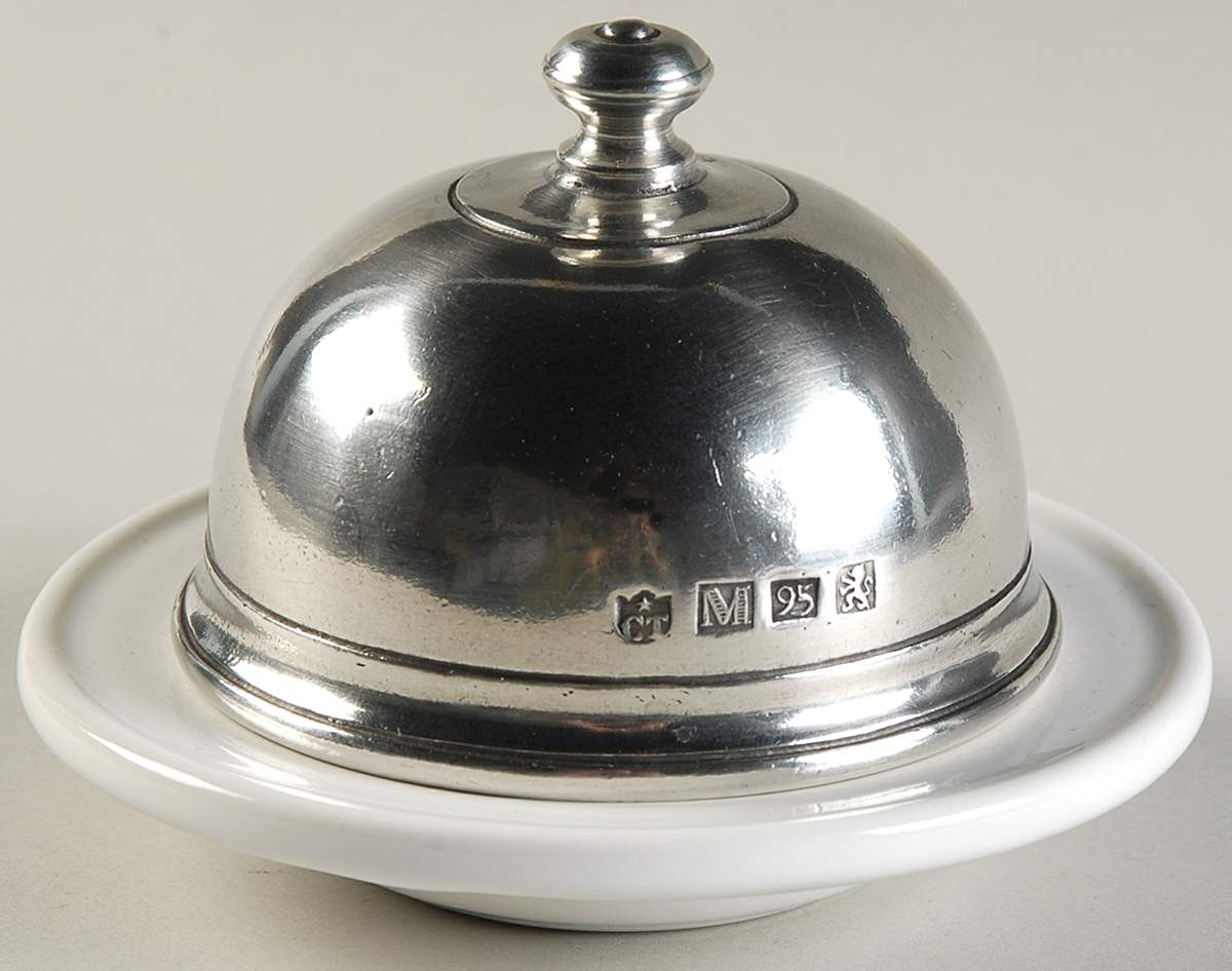 Convivio White Round Covered Butter by Match Pewter-1