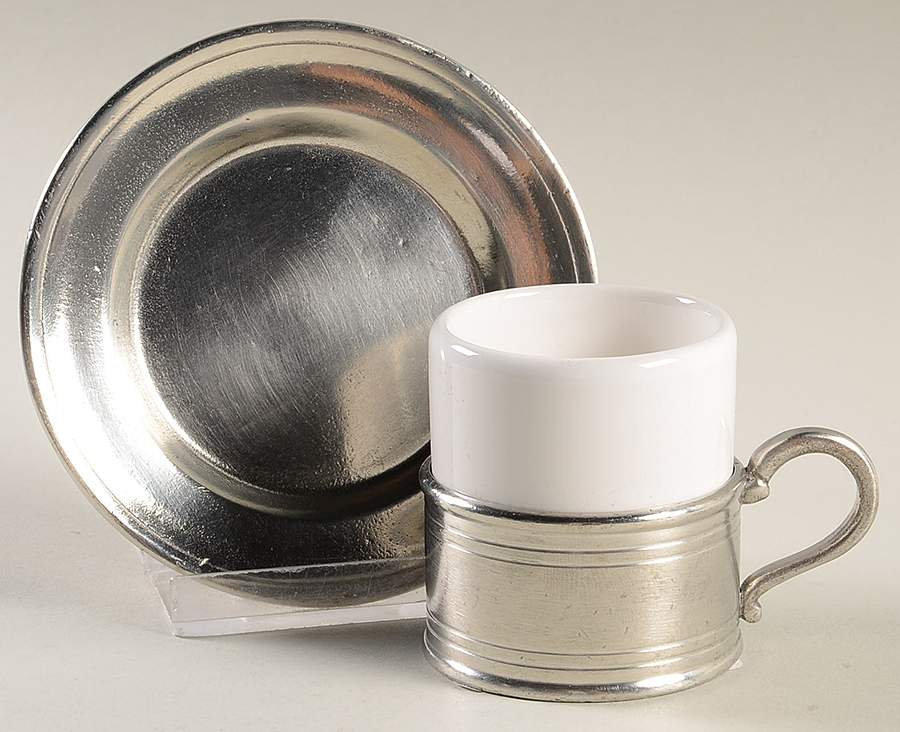 Convivio White Espresso Cup and Saucer Set by Match Pewter-1