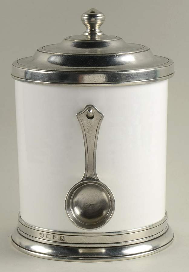 Convivio White Coffee Canister with Scoop by Match Pewter-1