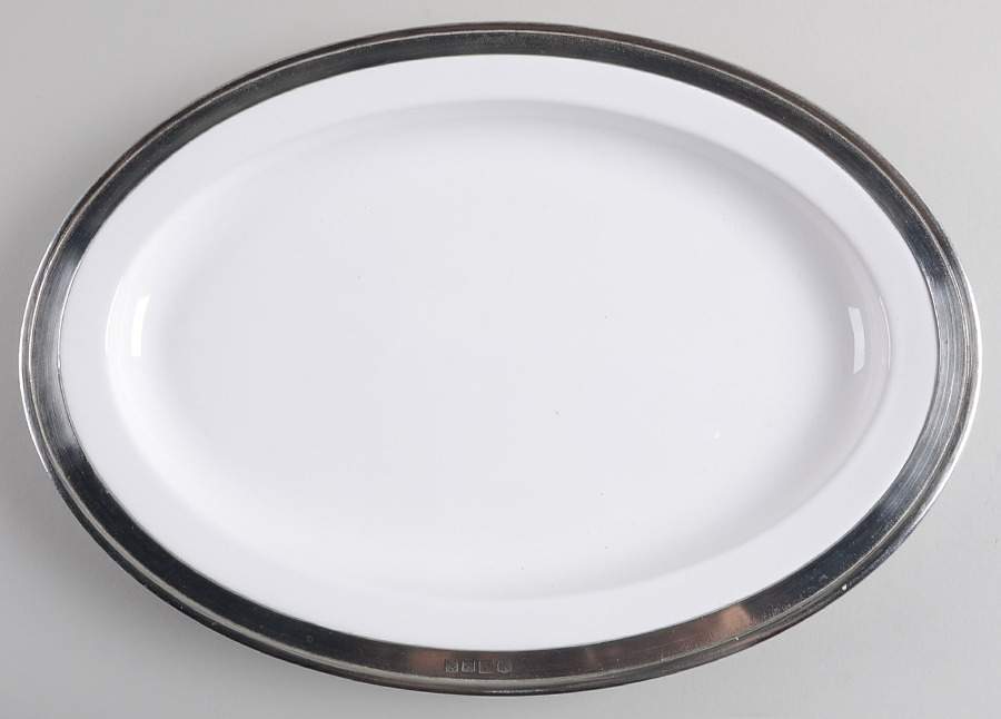 Convivio White 14" Oval Serving Platter by Match Pewter-1