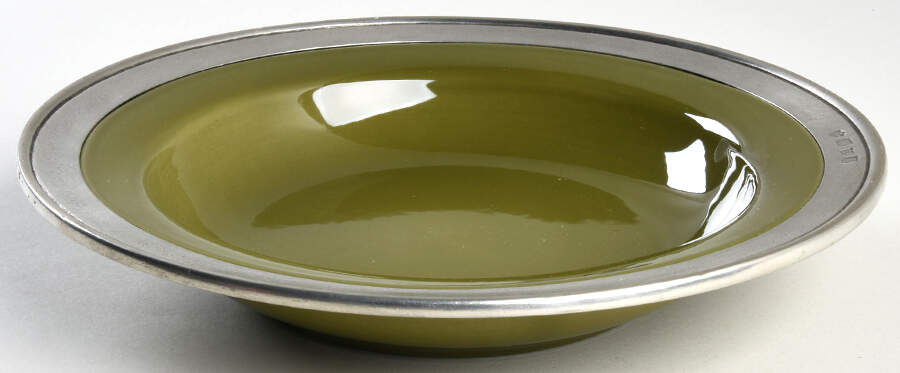Convivio Green 9" Soup/Pasta Bowl with Pewter Rim by Match Pewter-1