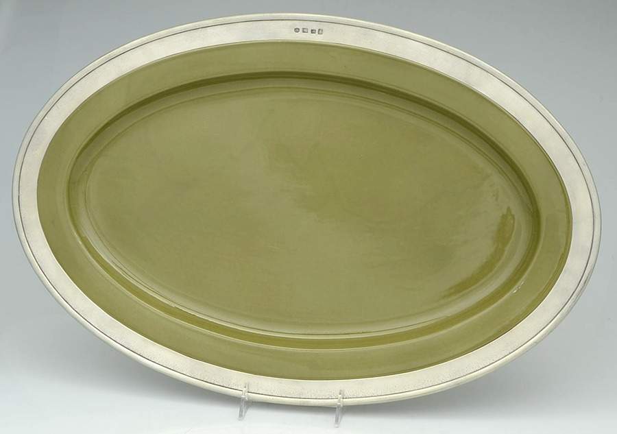 Convivio Green 22" Oval Serving Platter by Match Pewter-1